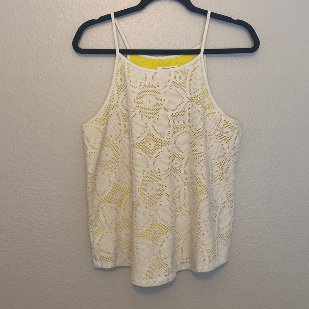 Anthropologie - White Floral Lace / Yellow Tank - Size M